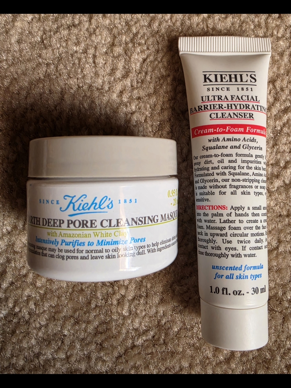 Kiehl's Skincare Duo Travel/Trial Size - Cleanser & Deep Pore Mask $35 NWT
